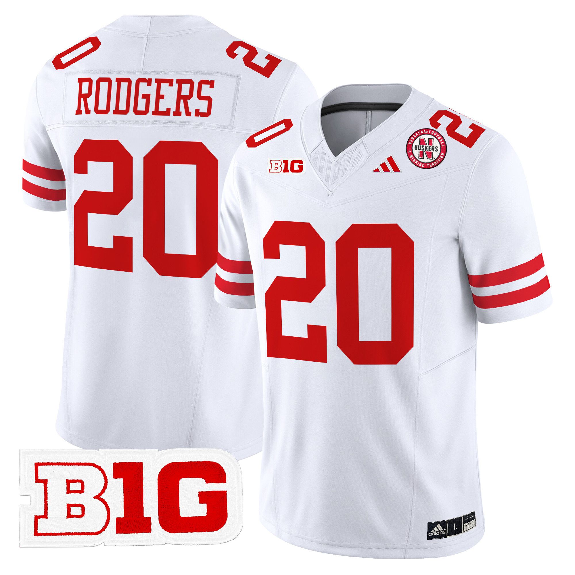 Men Nebraska Cornhuskers #20 Rodgers White 2024 Vapor Limited NCAA Jersey